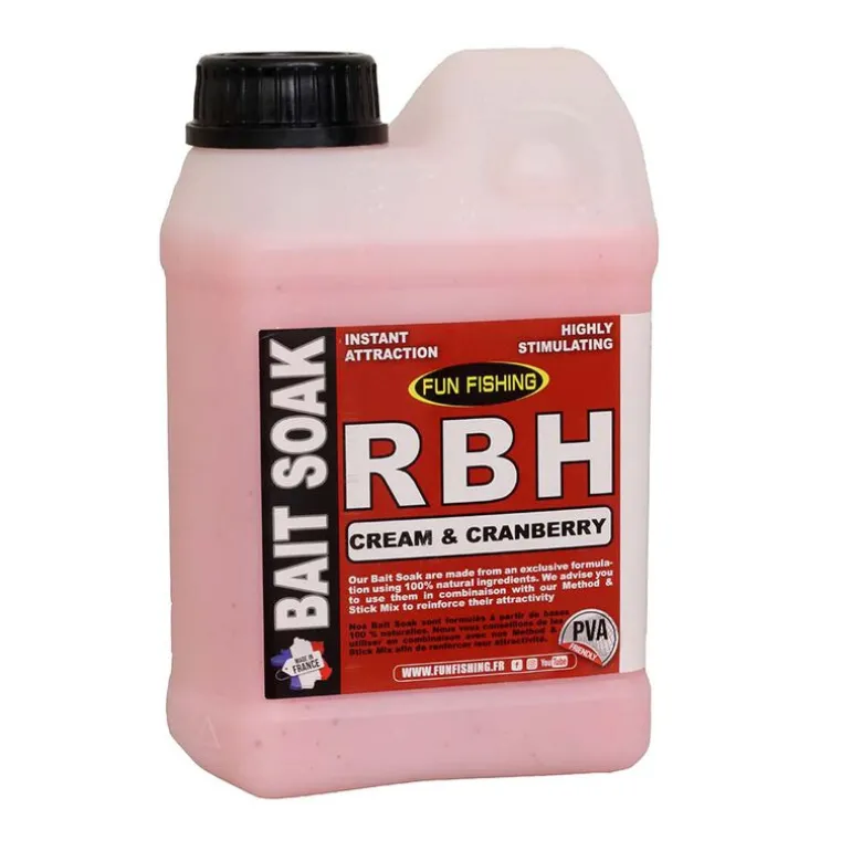 Booster carpe fun fishing bait soak system cream et cranberry1l
