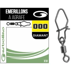 Micro émerillons type rolling + agrafe forme diamant Garbolino STREAMLINE x10