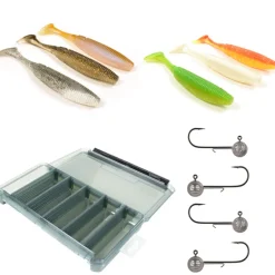 Pack 6 Shad 15cm + 6 Têtes Plombées + Boite